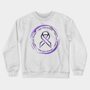 Hope•Faith•Strength Awareness Ribbon (Purple&Black) 2 Crewneck Sweatshirt